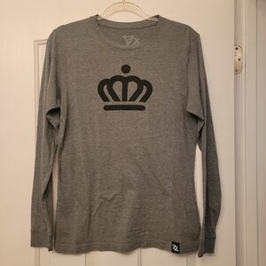 Gray Long Sleeve Shirt with Black Crown Logo UNISEX